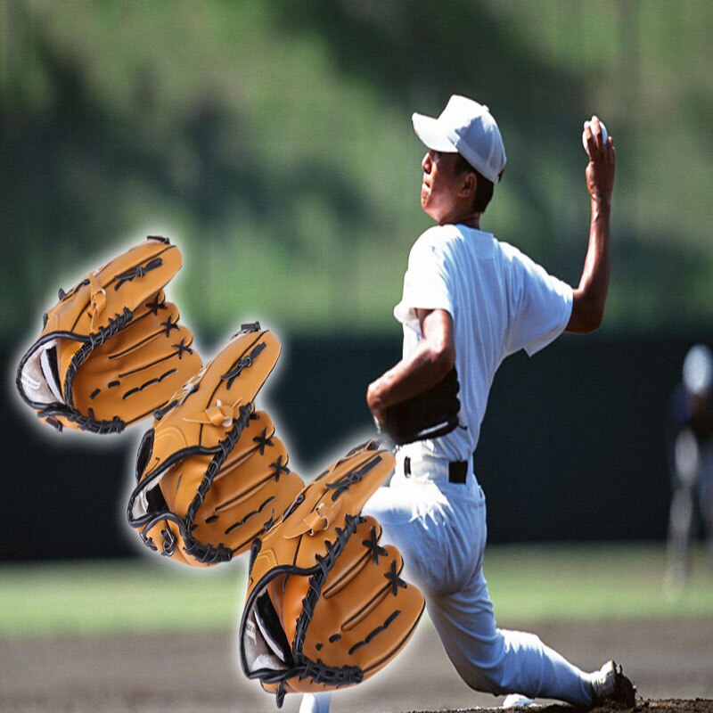 Guante de béisbol de dos colores para deportes al aire libre, equipo de práctica de Softball, tamaño 9,5/10,5/11,5/12,5, mano izquierda para adultos, hombre y mujer