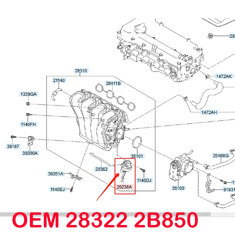 28322 2 b 850 28322-2 b 850 för hyundai kia slang & check v/v assy-vakuumventil-magnetställdon-vis 283222 b 850 ix25 creta 1.6