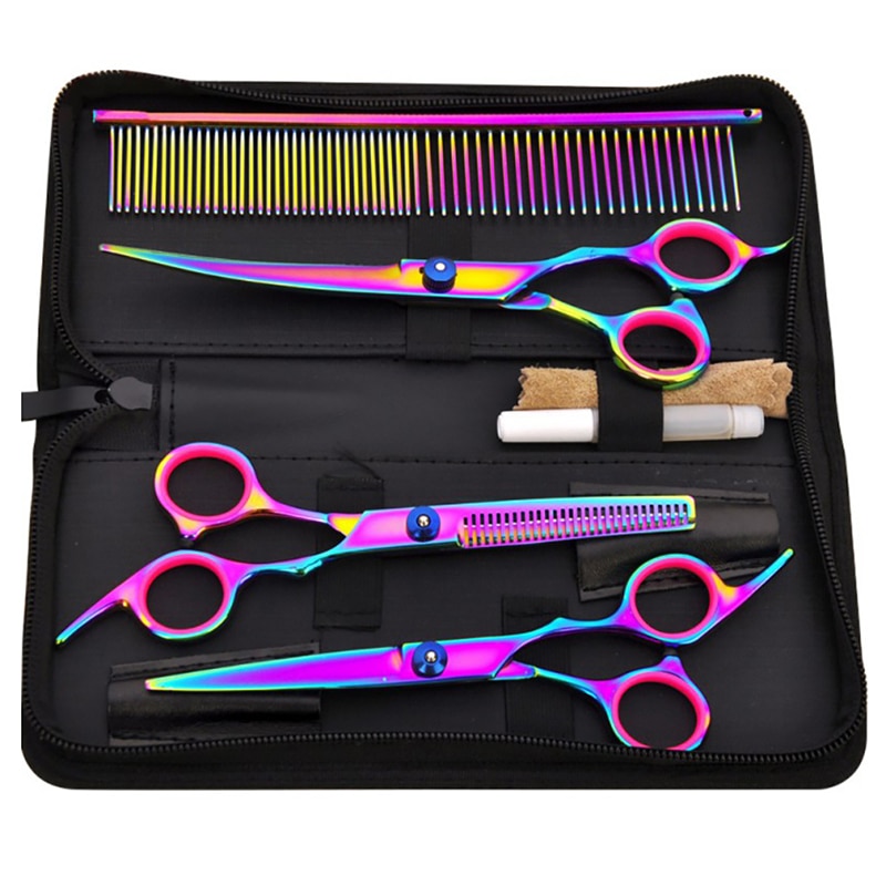 Set de tijeras de belleza 8/9 Uds. Para peluquería de acero inoxidable, herramientas para corte de pelo, peluquero de espalda, tijeras de peluquería para perros sin cable