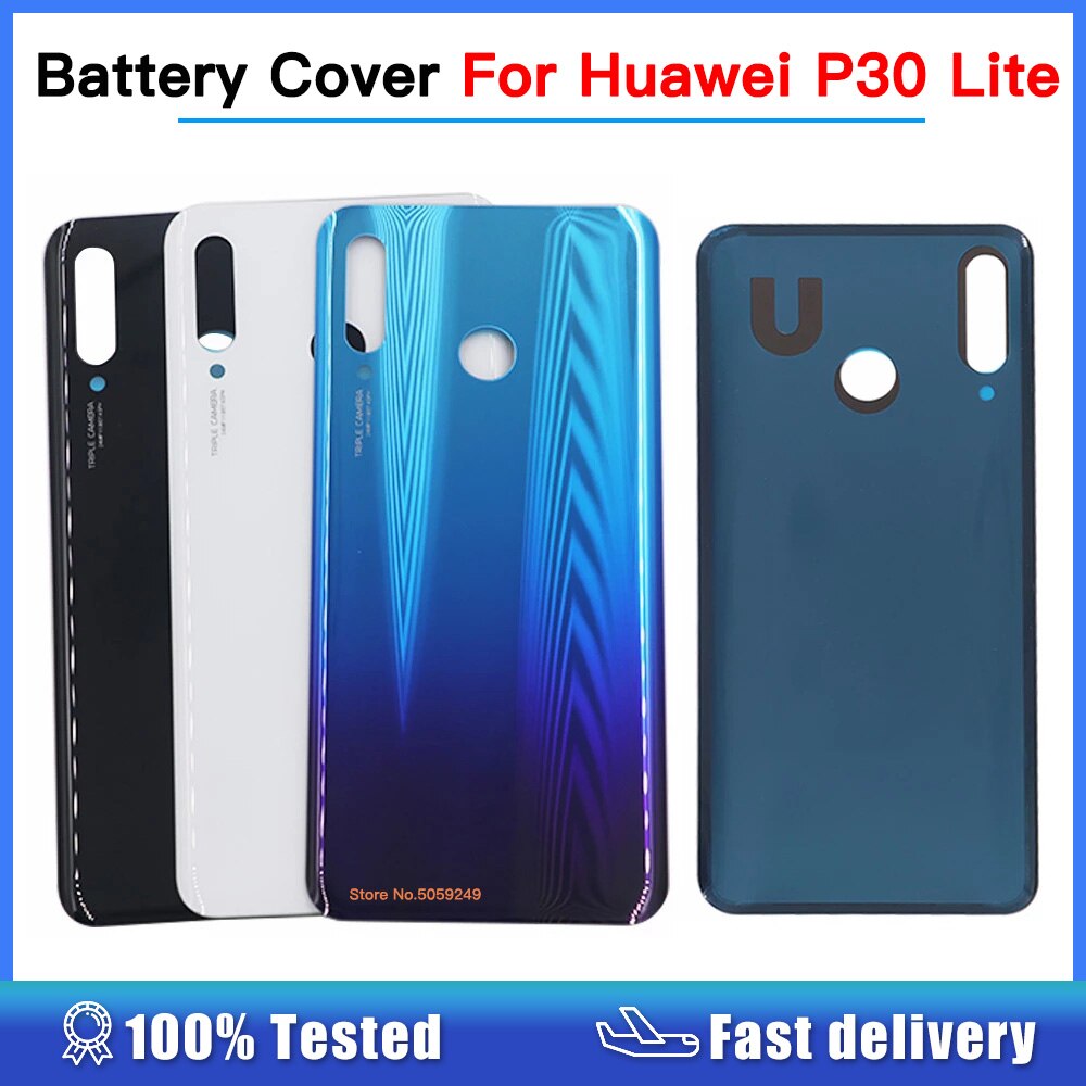 P30 Lite Batterij Cover Voor Huawei P30 Lite Back Glass Rear Deur Panel Behuizing Case met Sticker Reparatie terug behuizing