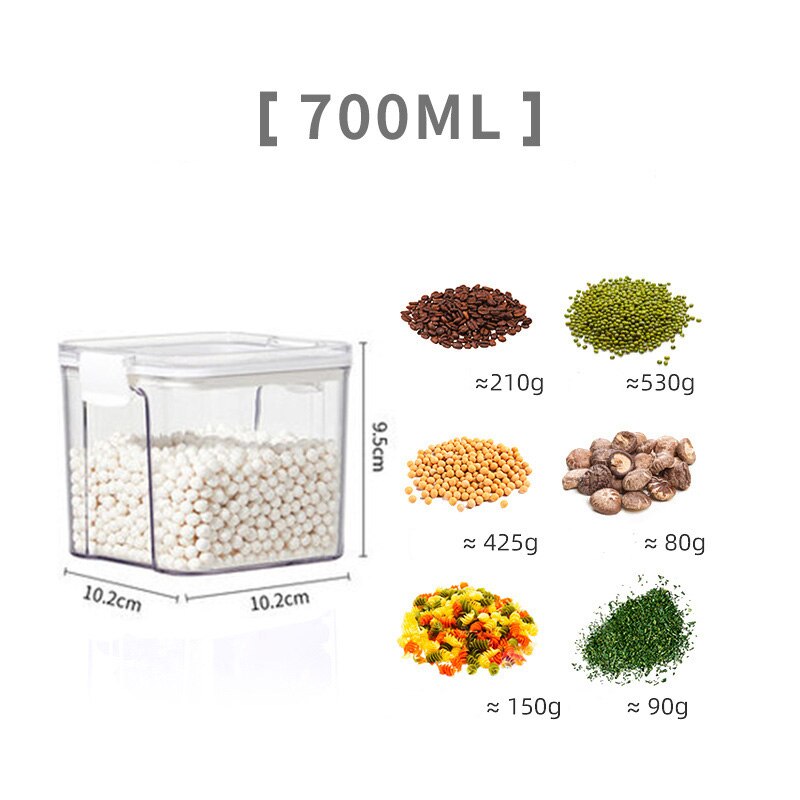 Airtight Food Storage Containers Set with Lids Plastic Dry Food Canisters for Kitchen Pantry Organization and Storage fridge can: 700ml White Style A