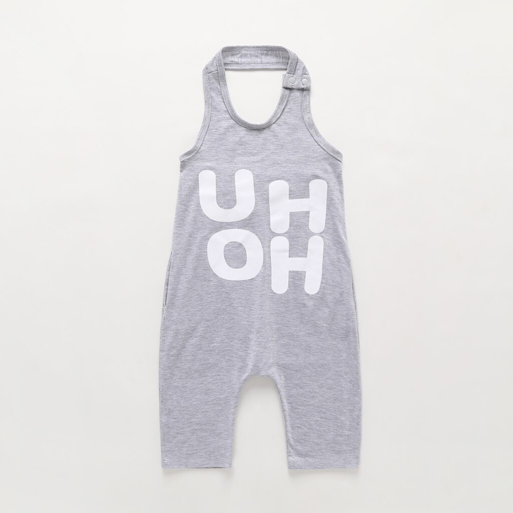 1-8Y Peuter Baby Jongen Meisje Zomer Toevallige Romper Mouwloos Brief Print Romper Overalls Outfits: Grijs / 8T