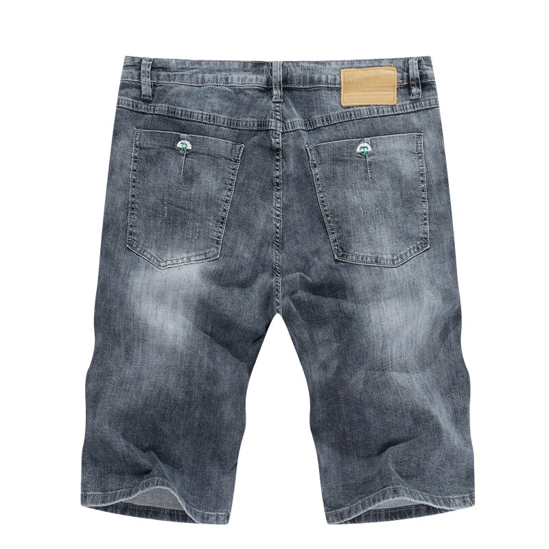 Kstun ripped jeans byxor herr sommar korta jeans grå elastiska slimmade regular fit jeansshorts manliga casual punk rip jeans