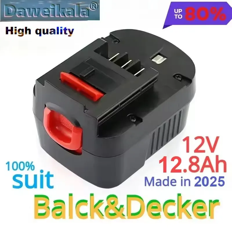 Batería de herramienta recargable de 12V y 12800mah para Black & Decker A12 A12ex Fsb12 Fs120b A1712 Hp12k HP12 reemplazo de iones de litio Dri