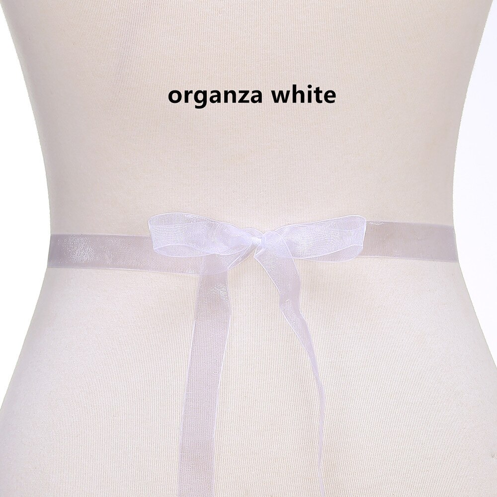 (1PC) Rhinestone silver bridal belt wedding with crystal diamante wedding dress accessories sash belt for wedding dress WDD1048: organza white