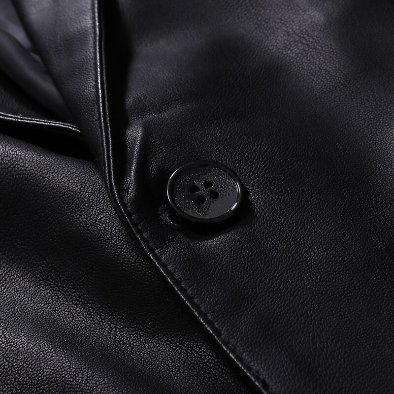 Veste en cuir PU noir pour homme, Blazer végétalien à la , Slim Fit, automne