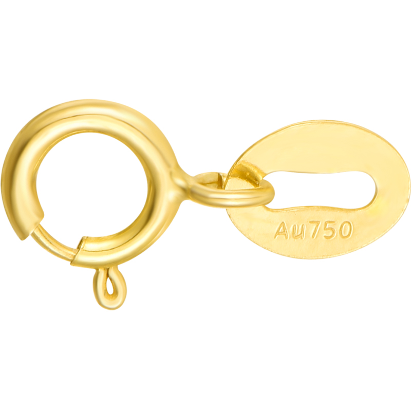 DIY Necklace Bracelets Chains Connector Lock Fine Jewelry Accessories Findings 18k Gold Spring Clasp With Au750 Stamp Ring: S / Yellow