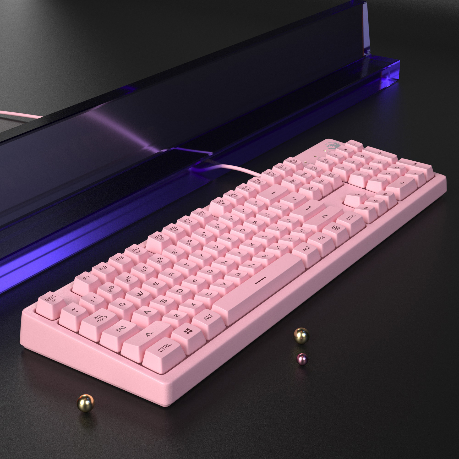 Pink Keyboard Mouse Set 2400/4800DPI Optional Mouse Wired 104 Keys Luminous Gaming Keyboard and Mouse Combos for Notebook PC