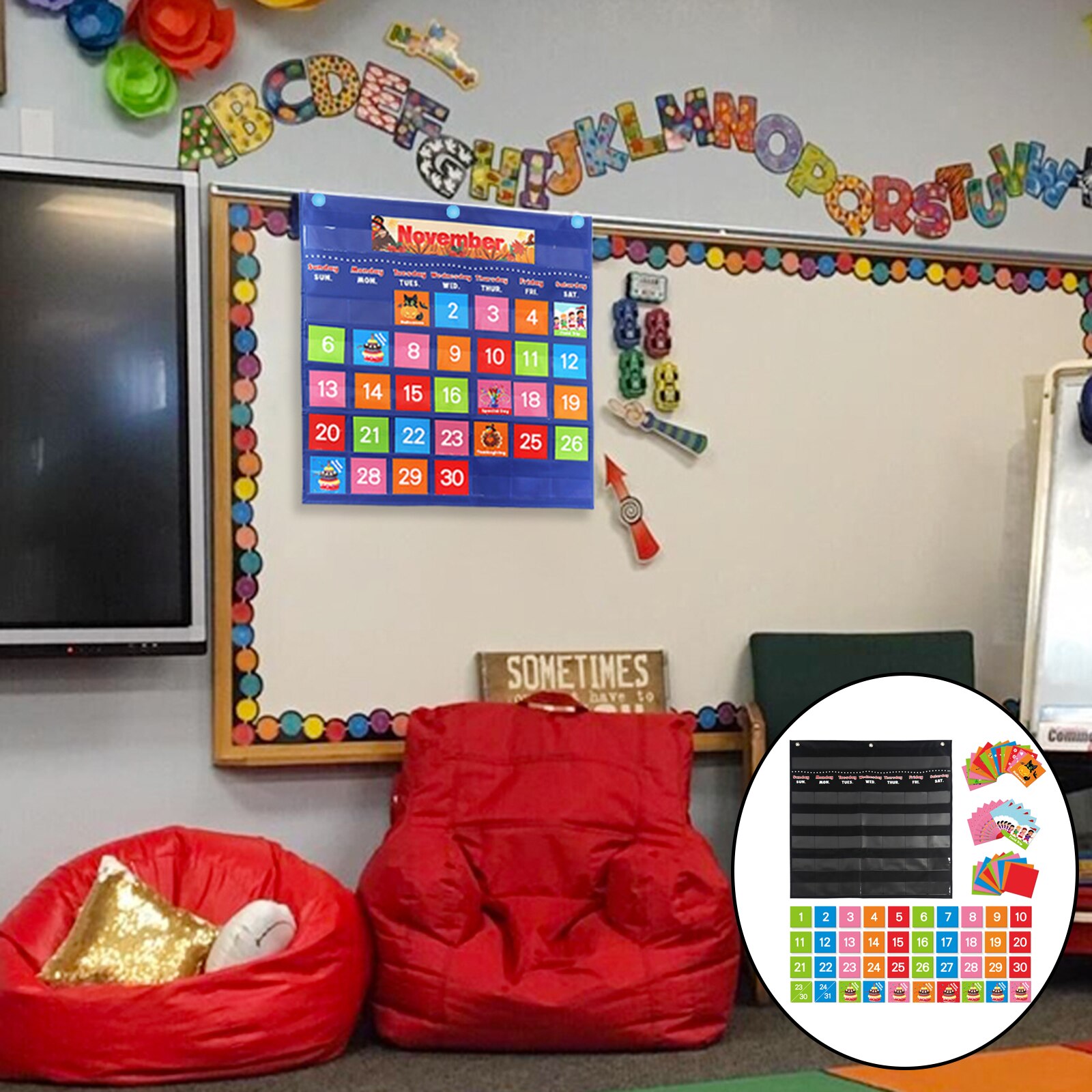 Calendar Pocket Chart Early Educational Toy Calendar Pocket Chart Teacher Resources School Learning Toys