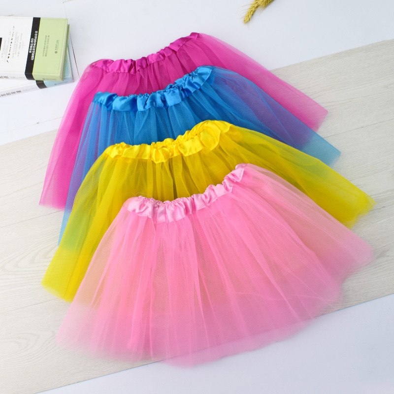 Jupe Tutu de danse pour filles, jupe princesse à trois couches, en maille courte, Ballet princesse vêtements pour filles