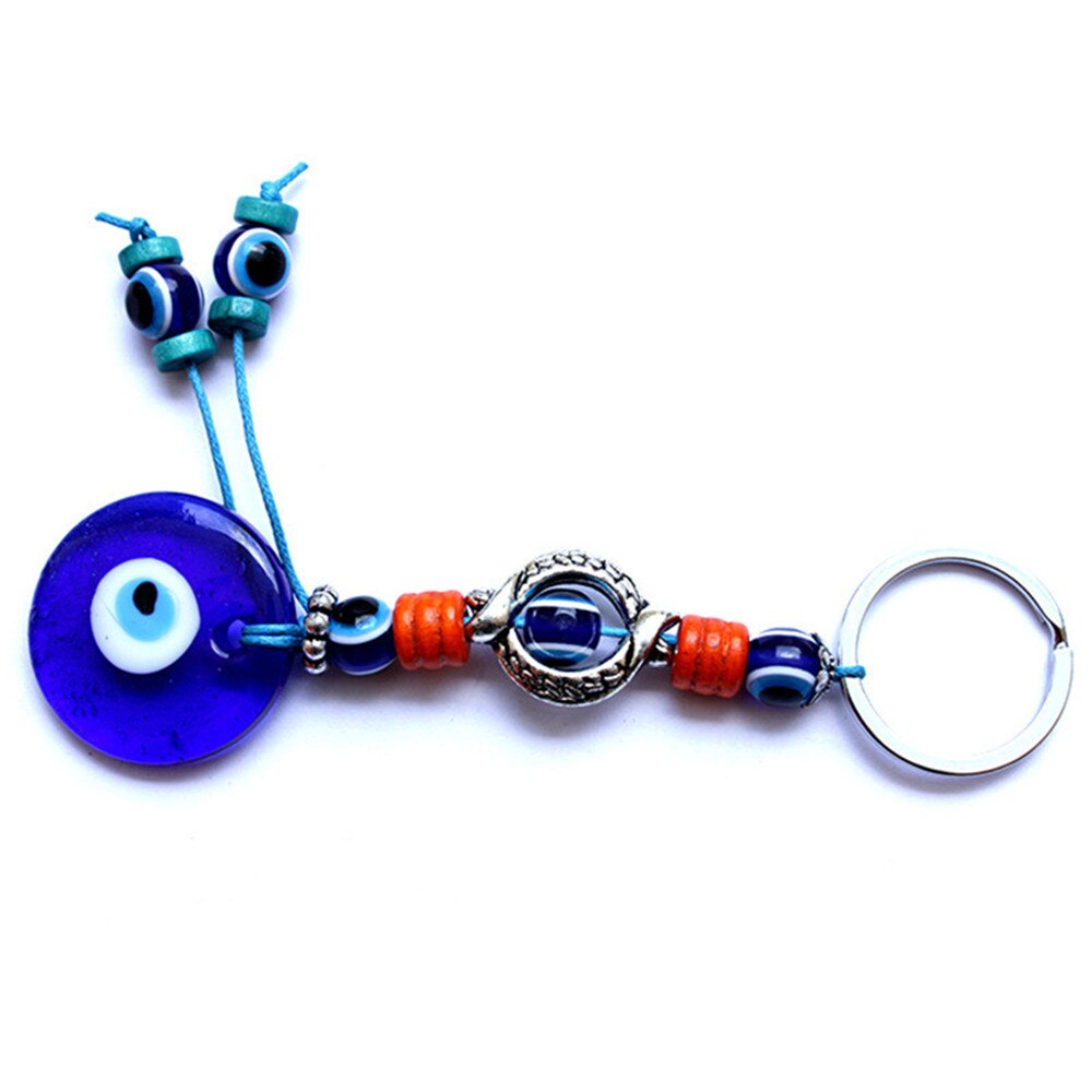 Turkish Blue Eye Keychain Middle Eastern Style Handwoven Alloy Evil Lucky Eyes Wall Car Pendant Home Decorations