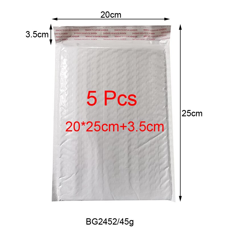 5 Stuks Van Verschillende Specificaties Witte Zak Schuim Envelop Foam Folie Kantoor Verpakking Envelop Vochtwerende Trillingen Tas: 5 Pcs 20x25cm