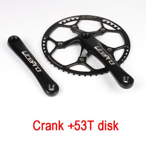 Litepro sykkel kranksett integrert enkelt kranksett krank 45t 47t 53t 56t 58t bcd 130mm for sammenleggbar sykkel sykkel kranksett 170mm: 53t svarte