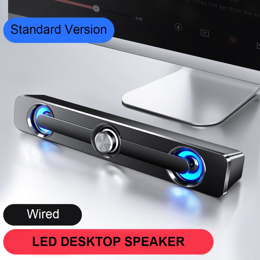 Wired Computer Speaker Bar Stereo Bass speaker Surround Sound Bluetooth Speaker For PC Laptop phone Tablet MP3 MP4: Black(Standard)