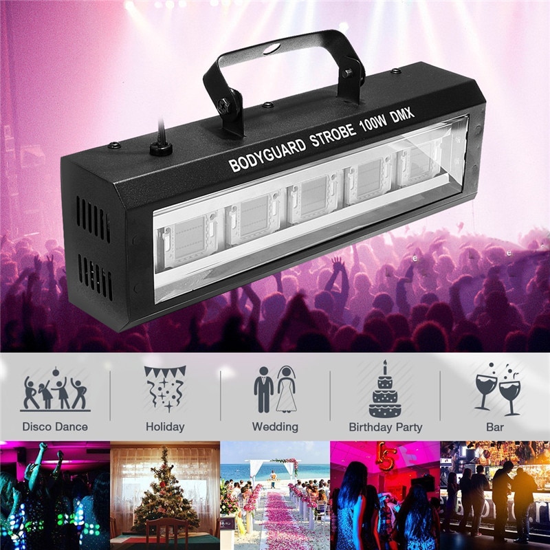 40/60/80/100W DMX512 LED Strobe Flashing Lighting Bar Disco DJ KTV Sound Activated Lamp Effect Lighting US Plug