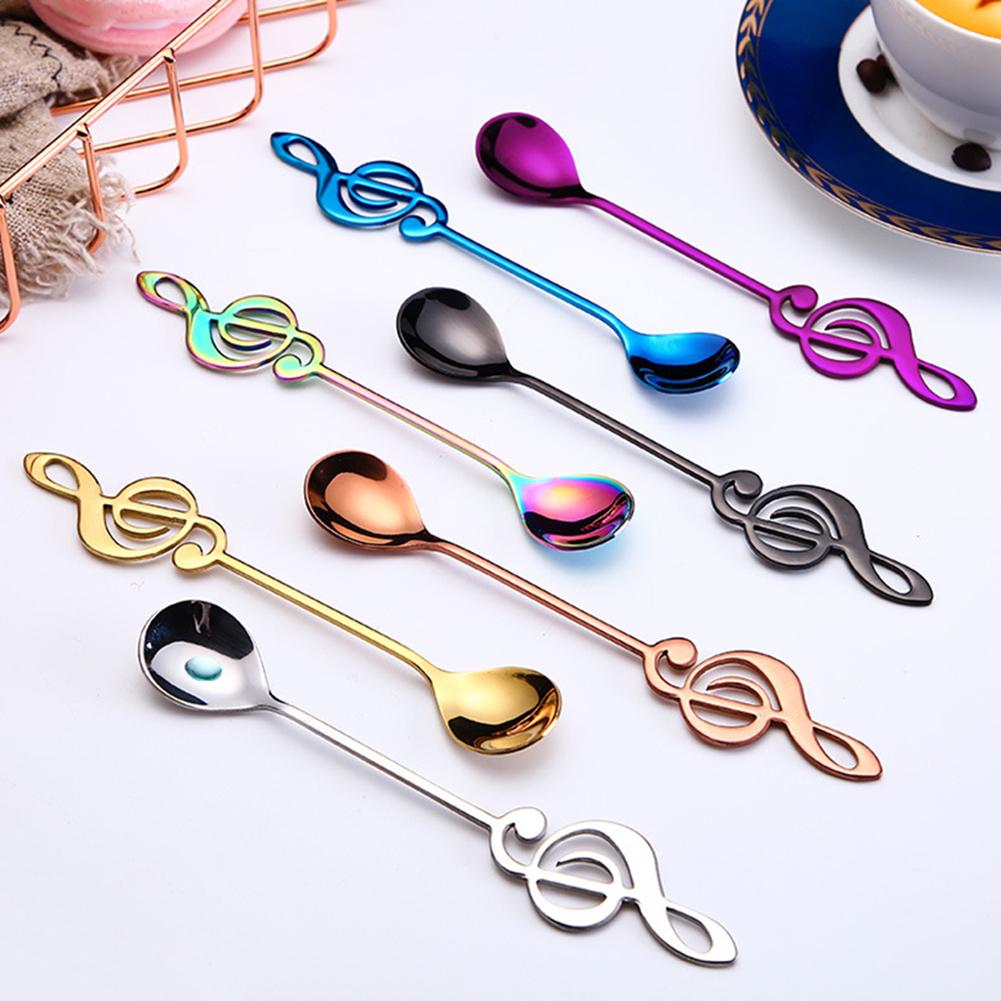Stainless Steel Musical Notes Ice Cream Coffee Tea Stirring Spoon Tableware