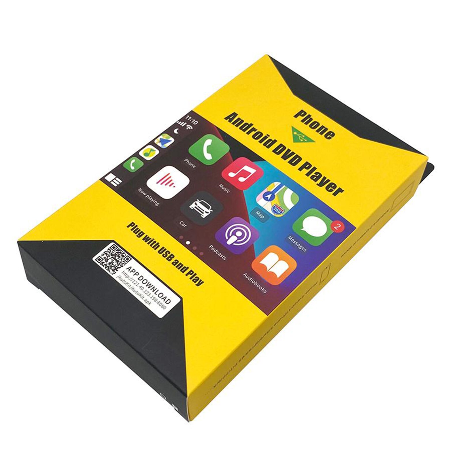 Dongle USB con cable, Android Auto, Mirroring, receptor de enlace de teléfono inteligente compatible con sistema Android y iOS, blanco