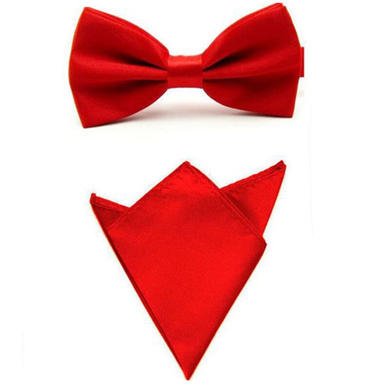 Modne czerwone akcesoria ślubne męskie muszki i kieszonkowe kwadratowe serwetki jednokolorowe muszka chusteczka zestaw JBtr0018a06