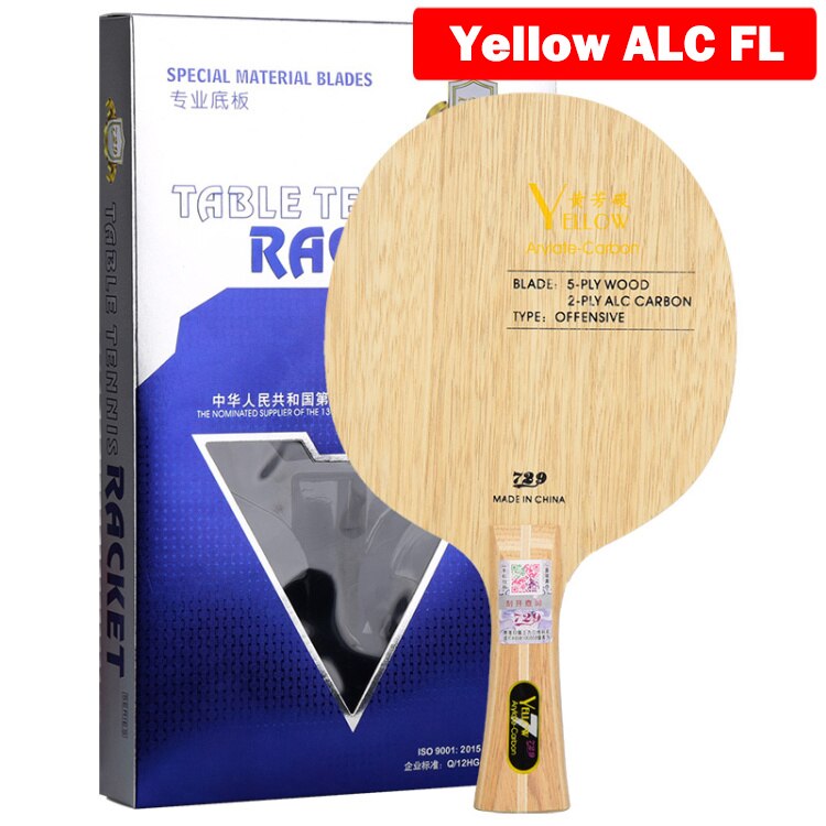 Friendship-Pala de tenis de mesa ALC, paleta de bate de Ping Pong de carbono azul/amarillo Aryl, para ataque rápido con arco, 729: Yellow ALC FL handle