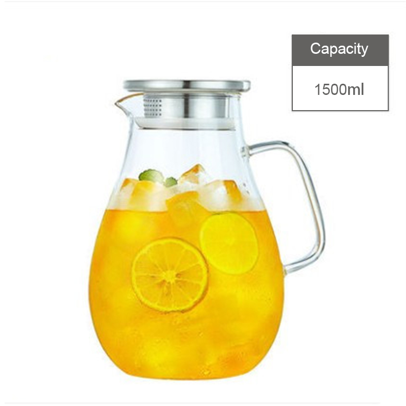 Borosilicate Glass Pitcher with Lid and Spout Thickened Glass Kettle Cold and Water Carafe Teapot Set Beverage Dispenser: Default Title