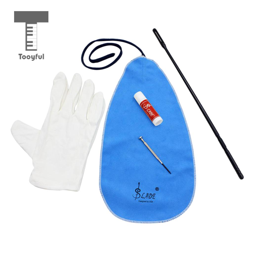 Fluit Cleaning Kit Set Schoonmaakdoekje + Stok + Kurk Vet + Schroevendraaier + Handschoenen 5 In 1