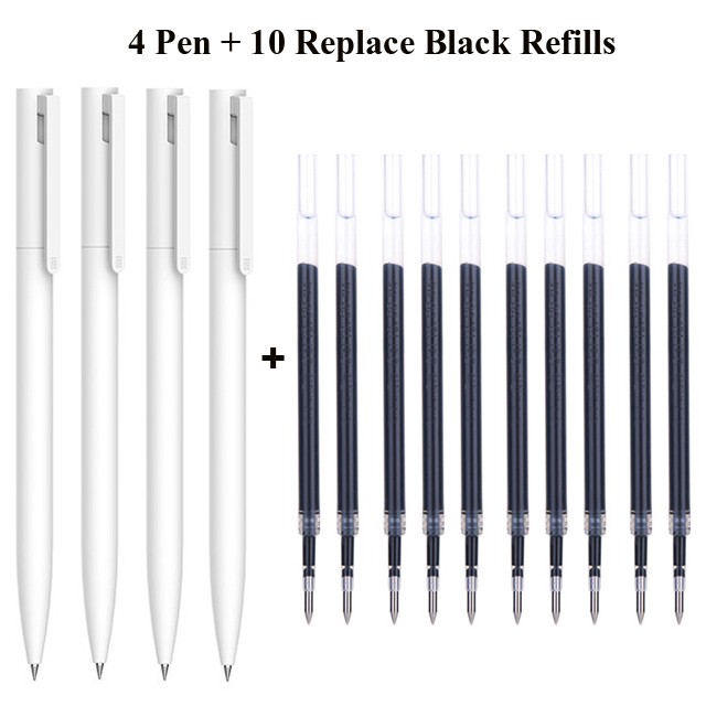 Xiaomi Mijia-Bolígrafo ligero para escritura fluida, boli de pulsación de 0,5mm con recambio de núcleo, disponible en color azul, rojo y negro, ideal para el trabajo, pluma original: 4pen 10black refills