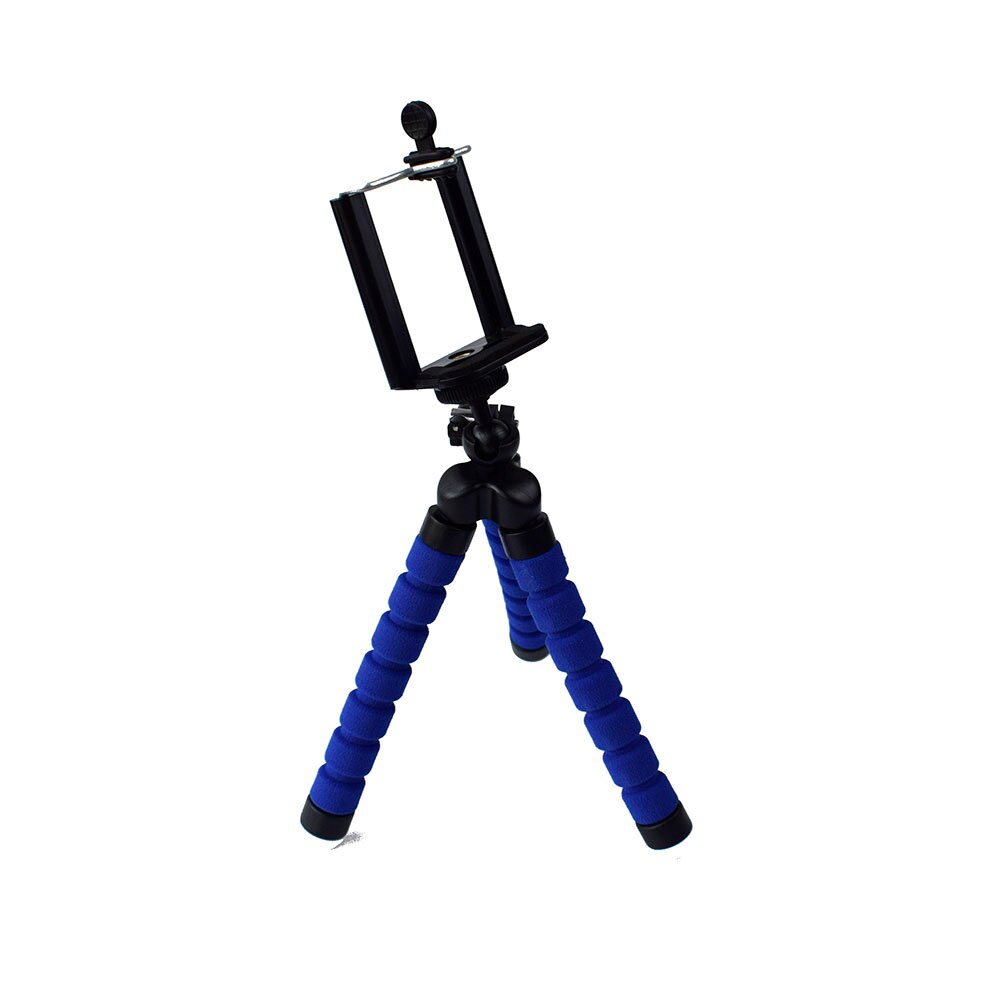 Trípode de teléfono móvil para iPhone 8/7/6 Plus, soporte de montaje de cámara con adaptador de obturador remoto Bluetooth, abrazadera de palo de Selfie: Blue