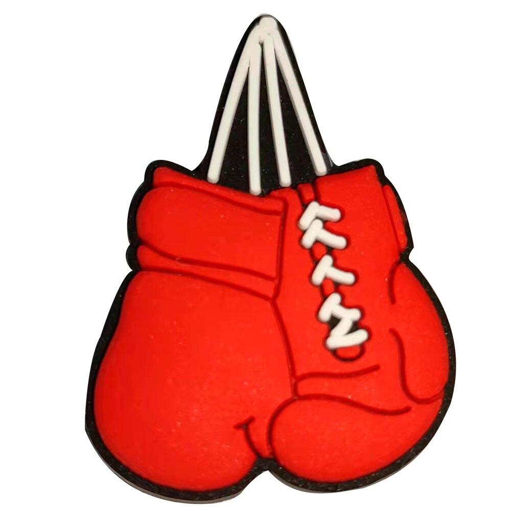 Dijes de PVC con dibujos animados para zapatos, guantes de boxeo y béisbol, casco de fútbol, UFO, ruedas de llama, tenis de tierra, pelota de Rugby, abalorios de cocodrilo, 1 unidad: Oro