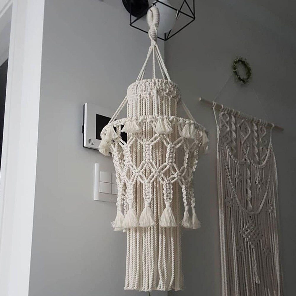 Boheme indretning macrame gobelin lampeskærm lampe skorsten hængende væg håndvævet lysekrone værelse kaffe restaurant boligindretning: Default Title