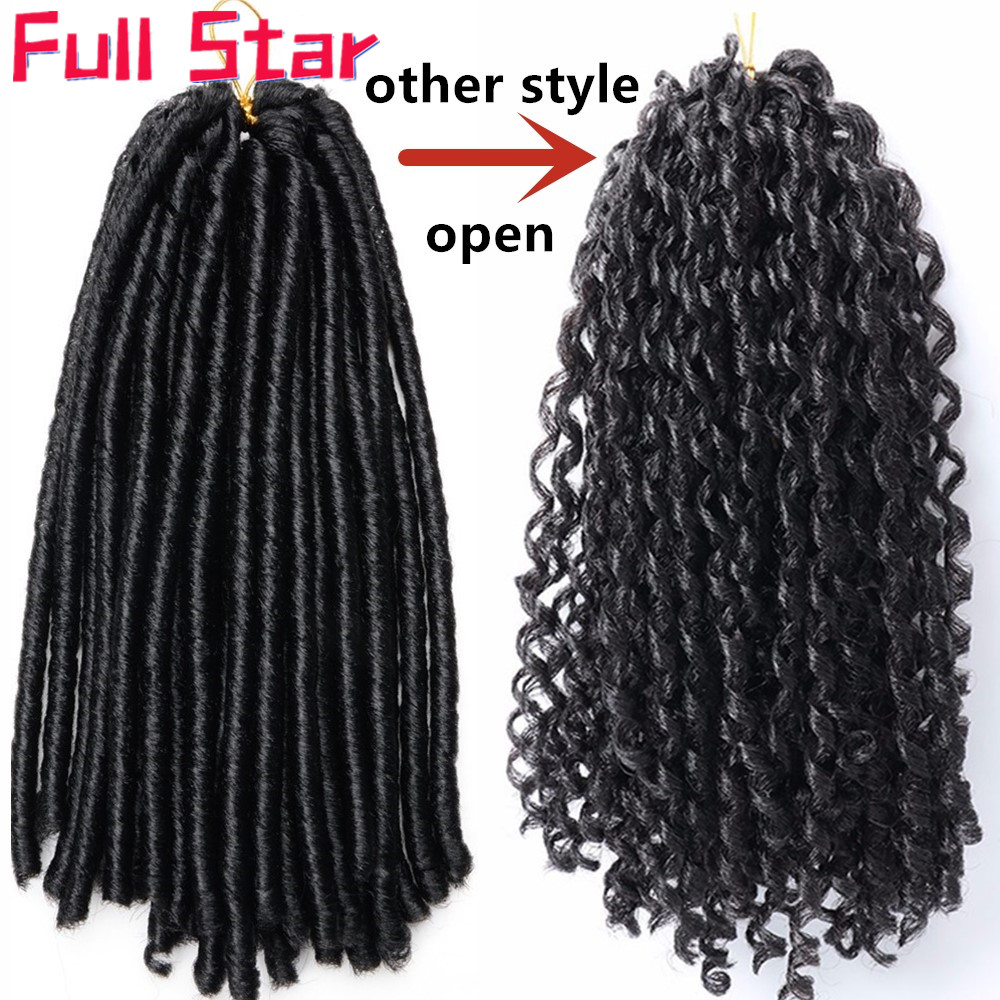 Full star 14''faux locs heklet hår mykt og lette dreadlocks hekle fletter syntetisk heklet hårforlengelse 15 tråder/pakning