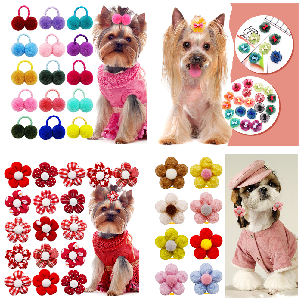 50 Uds. De lazos de bolas a granel para perros pequeños, lazos para el pelo de Gato, bandas de goma, lazos para el cuidado de perros, accesorios para el cabello para perros pequeños y gatos
