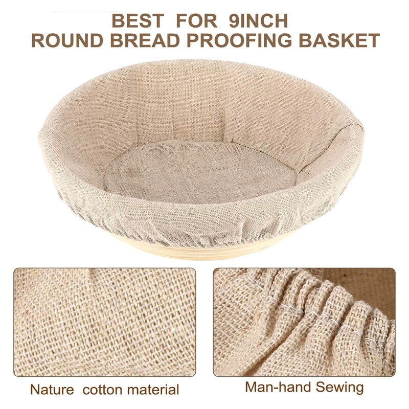 Cesta de algodón para pan a prueba de lino, bolsa de fermentación de la masa para ollas para hornear pasteles, suministros de cocina caseros, 6 uds.