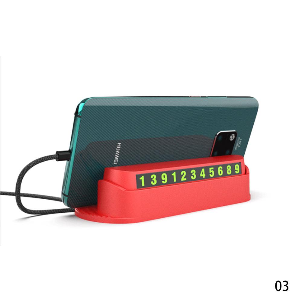 Soporte de teléfono móvil parada de aparcamiento temporal, placa de tarjeta de número de teléfono oculta, tarjeta de teléfono magnética luminosa: Rojo