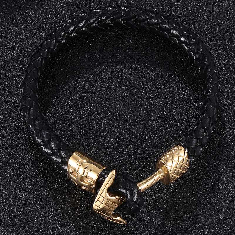 Trendy herre smykker sorte dobbeltlags flettet #39 armbånd rustfrit stål anker håndlavede armbånd armbånd  sp0759