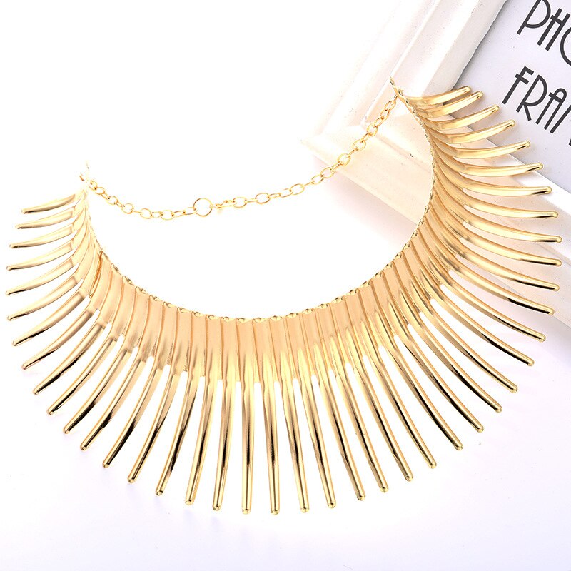 LNRNAN Ethnic Neck Choker Necklace For Women Jewelry Accessories Metal Collar Necklaces Female: gold