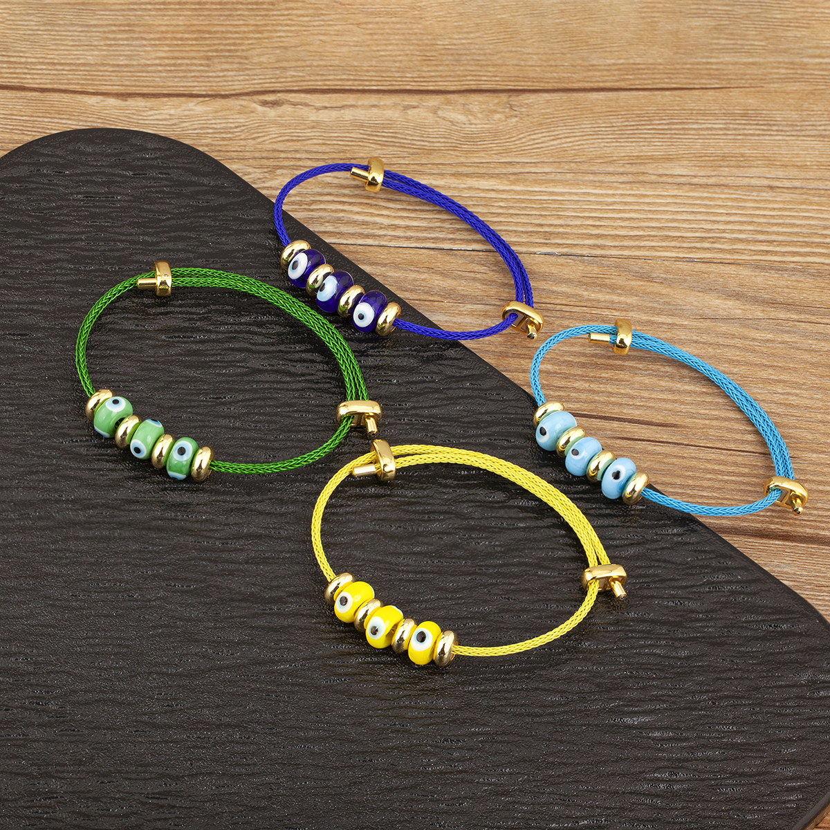 Nidin nueva pulsera de cuerda de ojo malvado turco de la suerte ajustable para mujeres estilo Punk de personalidad de joyería