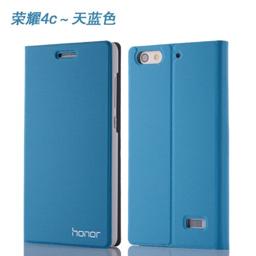 for Huawei Honor 4C Phone Case Luxury Slim Style Flip Cover leather protective sleeve for Honor 4C 5.0'' Cover Bag: Sky Blue