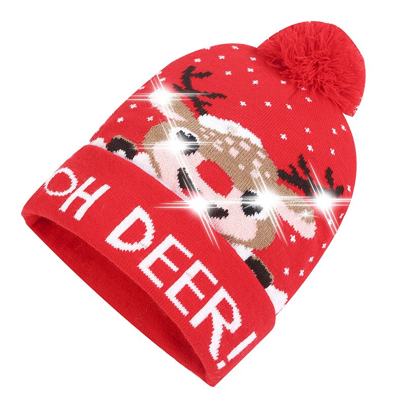 Kerstmutsen met led-licht, gebreide kerstmuts voor kinderen, kerstversiering voor volwassenen, kerstversiering, kerstversiering, gelukkig jaar: 10