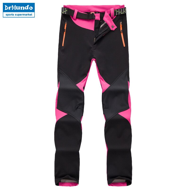 Utomhus vinter skidbyxor dam solft shell byxor plus size vattentäta snöbyxor tjockare fleece vandringsbyxor snowboardbyxor