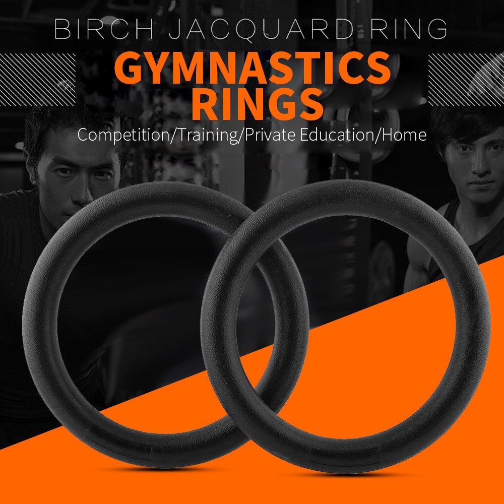 1pcs 400kg Pull Up Ring Gymnastic Ring Durable Wooden Exercise Fitness Practical Rings Adjustable Workout: 2 rings