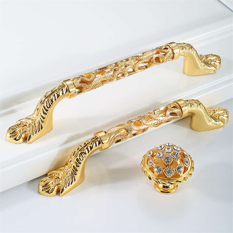 Tirador dorado para cajón de cocina, pomo para puerta de armario, decoración del hogar