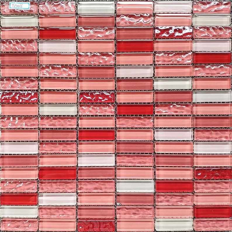 Red Pink White Glass Mosaic Bathroom Wall Tile JMFGT059 Crystal Glass Kitchen Backsplash Tiles