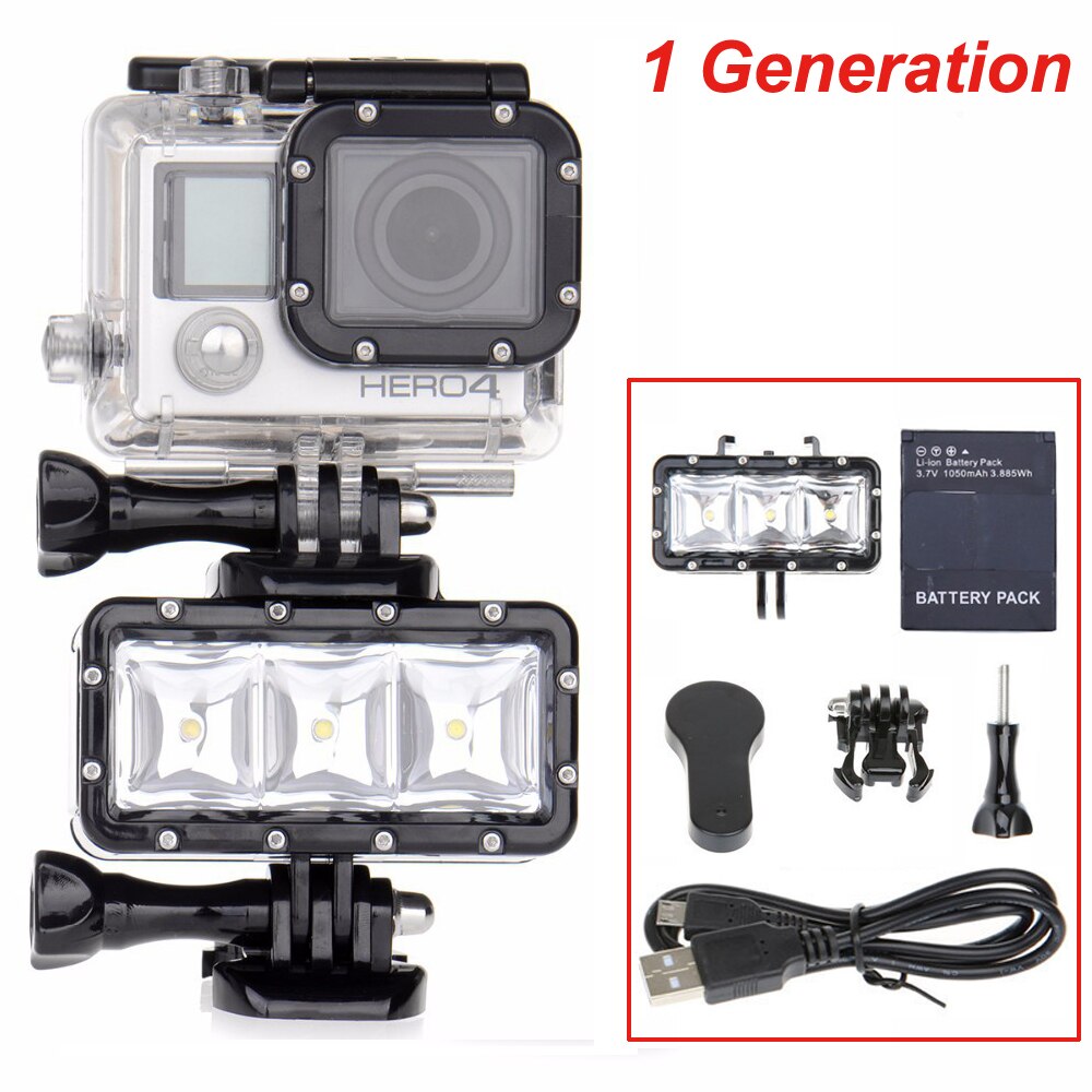 Lampe de poche LED sous-marine de plongée lampe vidéo pour GoPro Hero7 hero5 3 + 4 4 S pour Xiaomi yi 4 K Lite SJCAM SJ4000 SJ6 Mijia EKEN H9