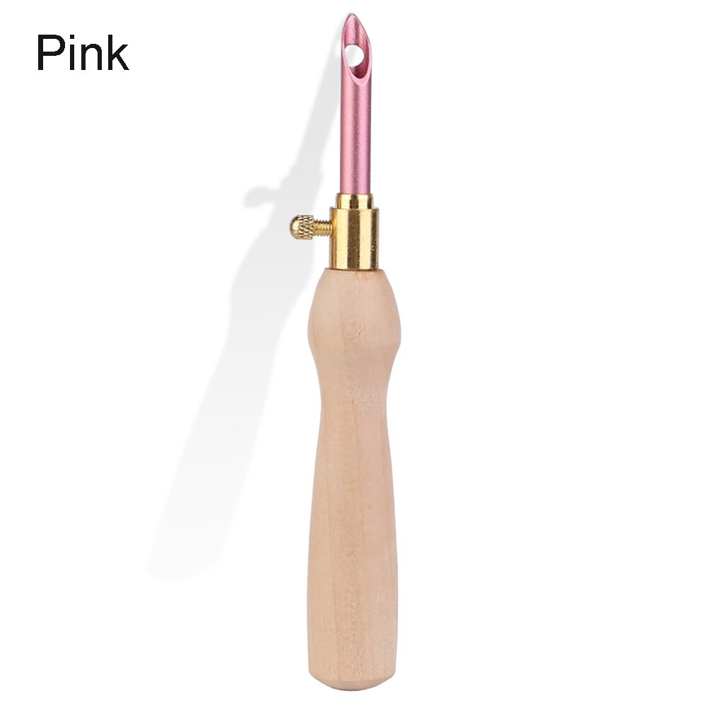Kit de herramientas de punzón, aguja de punzón y enhebrador de aguja de bordado, herramientas de punto de cruz para tejer, 11 piezas: Woodle Handle-Pink
