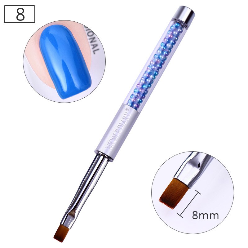 Nicole diary 1 pc gradiënt schilderpen tekenkwast witte strass handvat nagelkunstgereedschap: Patroon 8