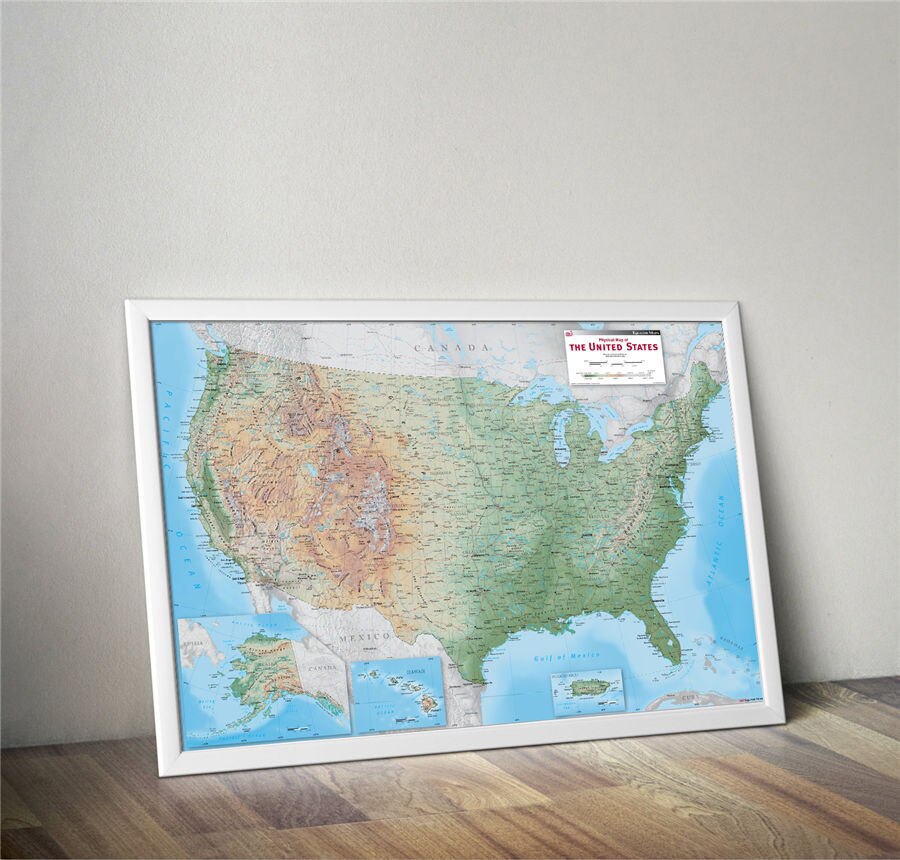 USA Equator Maps Geographical Canvas Poster Retro Painting Bar Cafe Wall Sticker Picture Living Room Bedroom Decoration