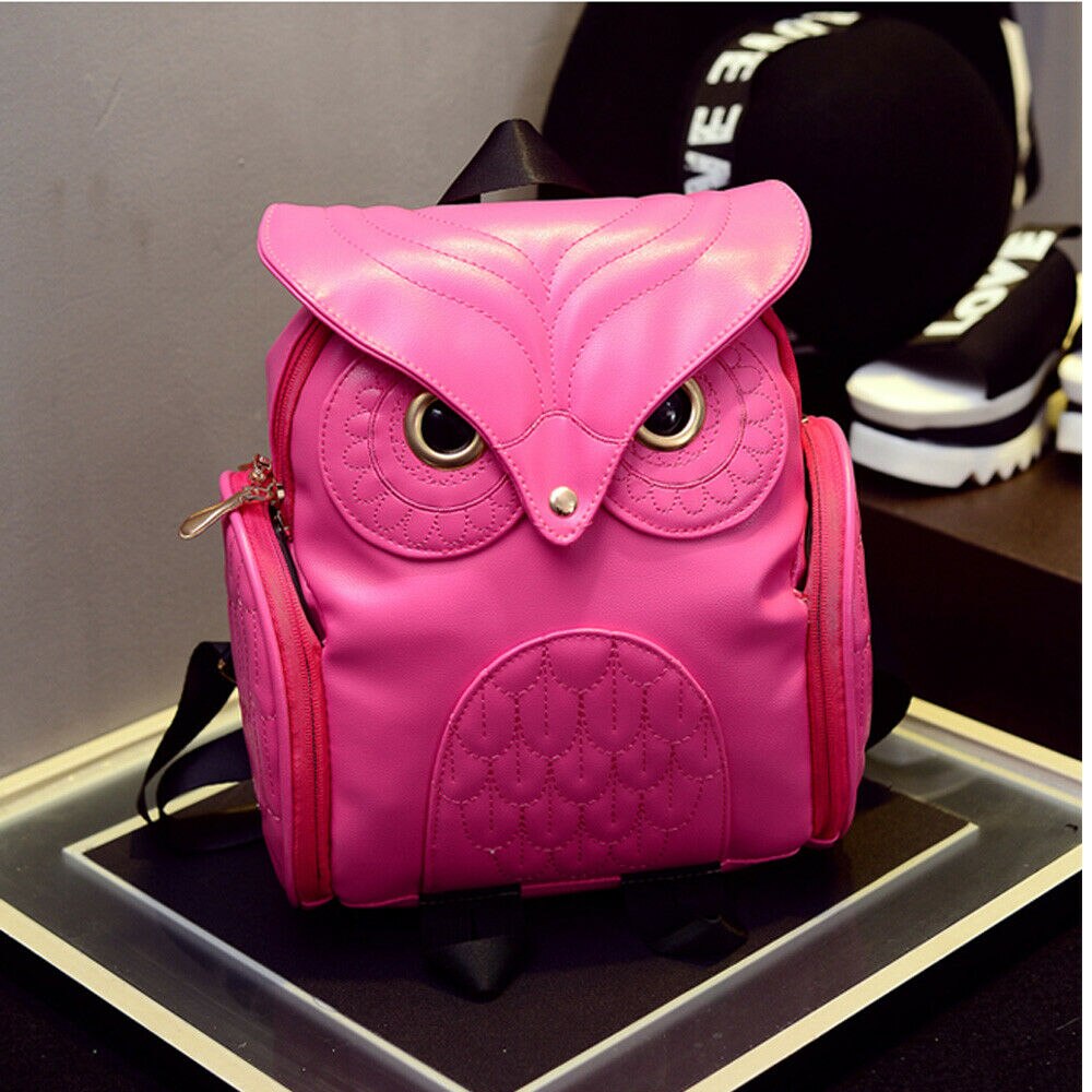Mochila feminina da moda, bolsa de ombro, de coruja: Rosa quente