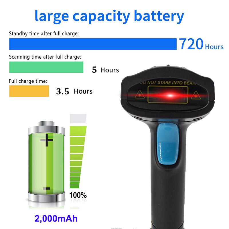 Bluetooth Barcode Scanner Draadloze 1D 2D Qr Code Reader Bluetooth Handheld Scanner Voor Inventaris Pos Terminal Bar Code Scanner