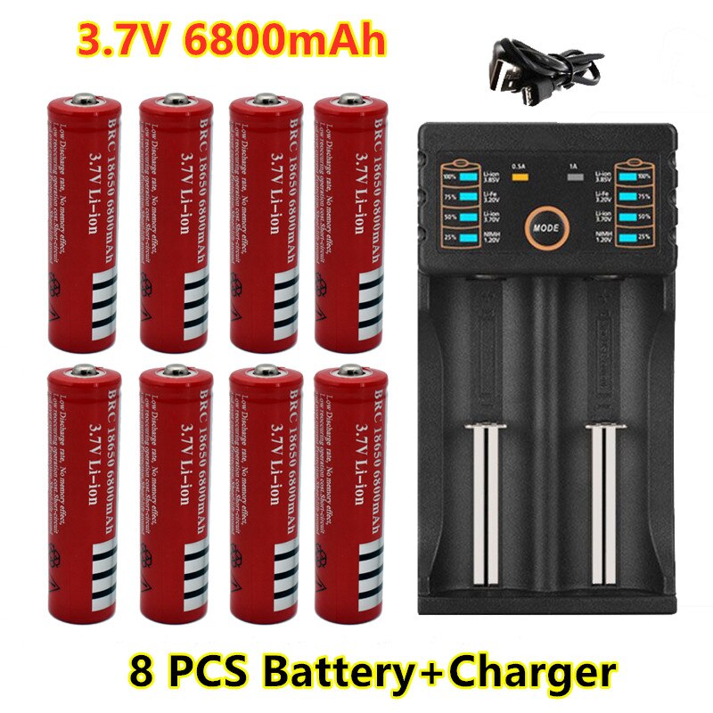 100% Originele 18650 Batterie 3,7V 6800Mah Wiederaufladbare Liion Batterie Für Led Taschenlampe Batery Litio Batterie + Ladegerät