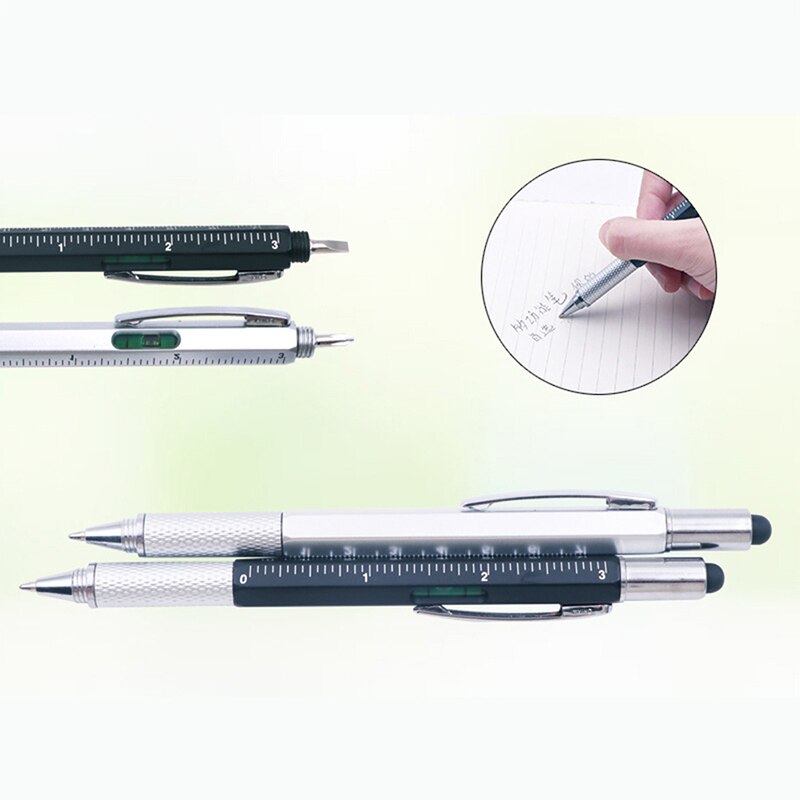 6 in 1 Multi Purpose Pen with Capacitive Touch Screen Ruler Multi Head Screwdriver Work Functional Sign Tool Pen